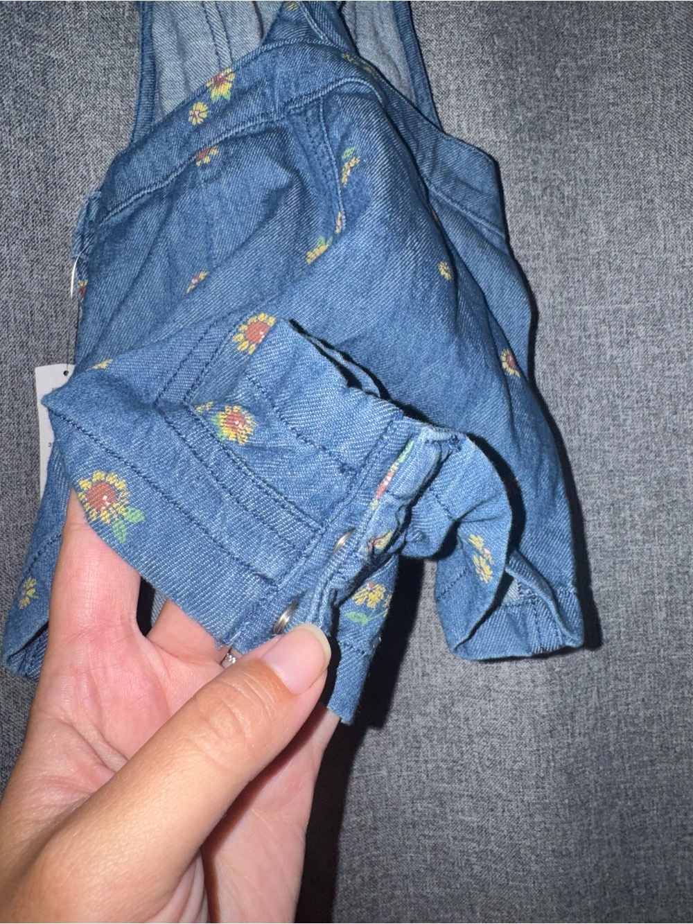 Old Navy Girls' Blue Floral Denim Shortalls - Picture 3 of 4